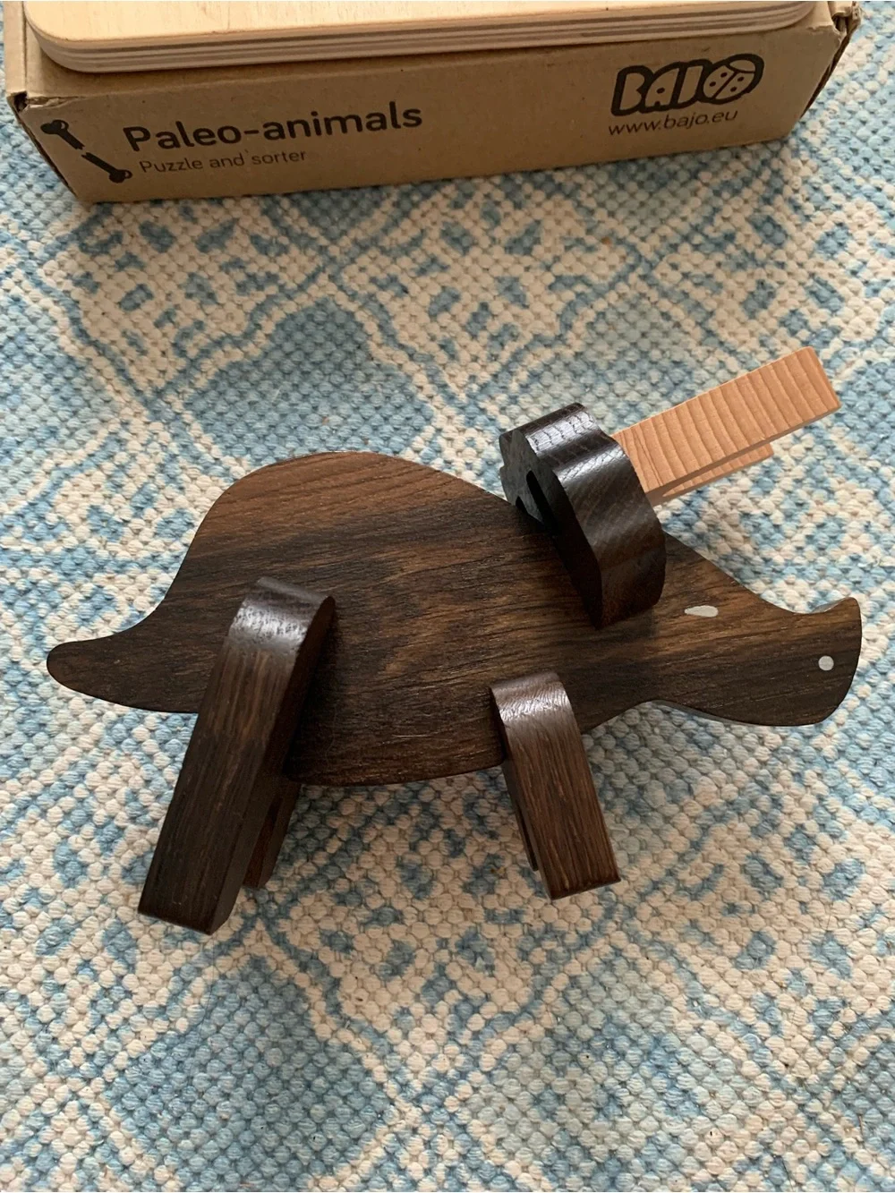 Bajo Wooden Paleo-Animals Puzzle and Sorter Triceratops Set